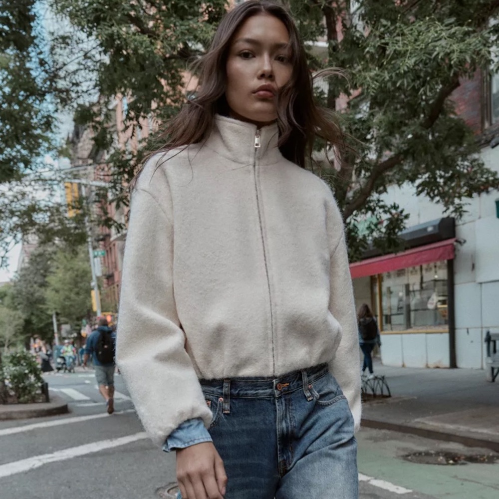 Zara NWT BOUCLÉ HIGH COLLAR JACKET